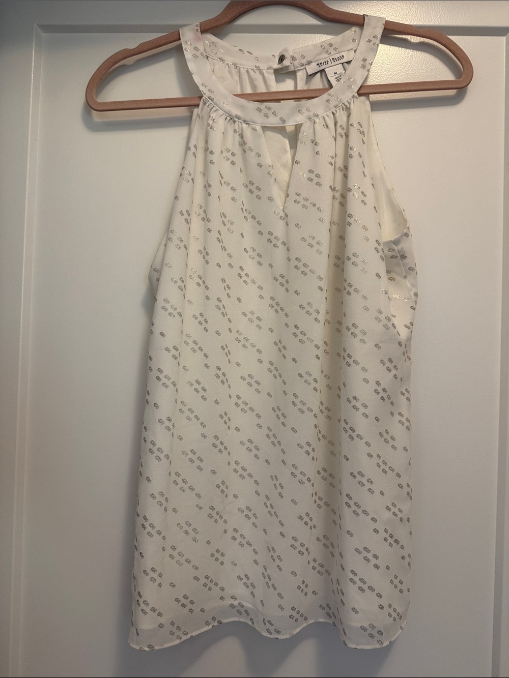White House Black Market Cream Printed Halter Camisole